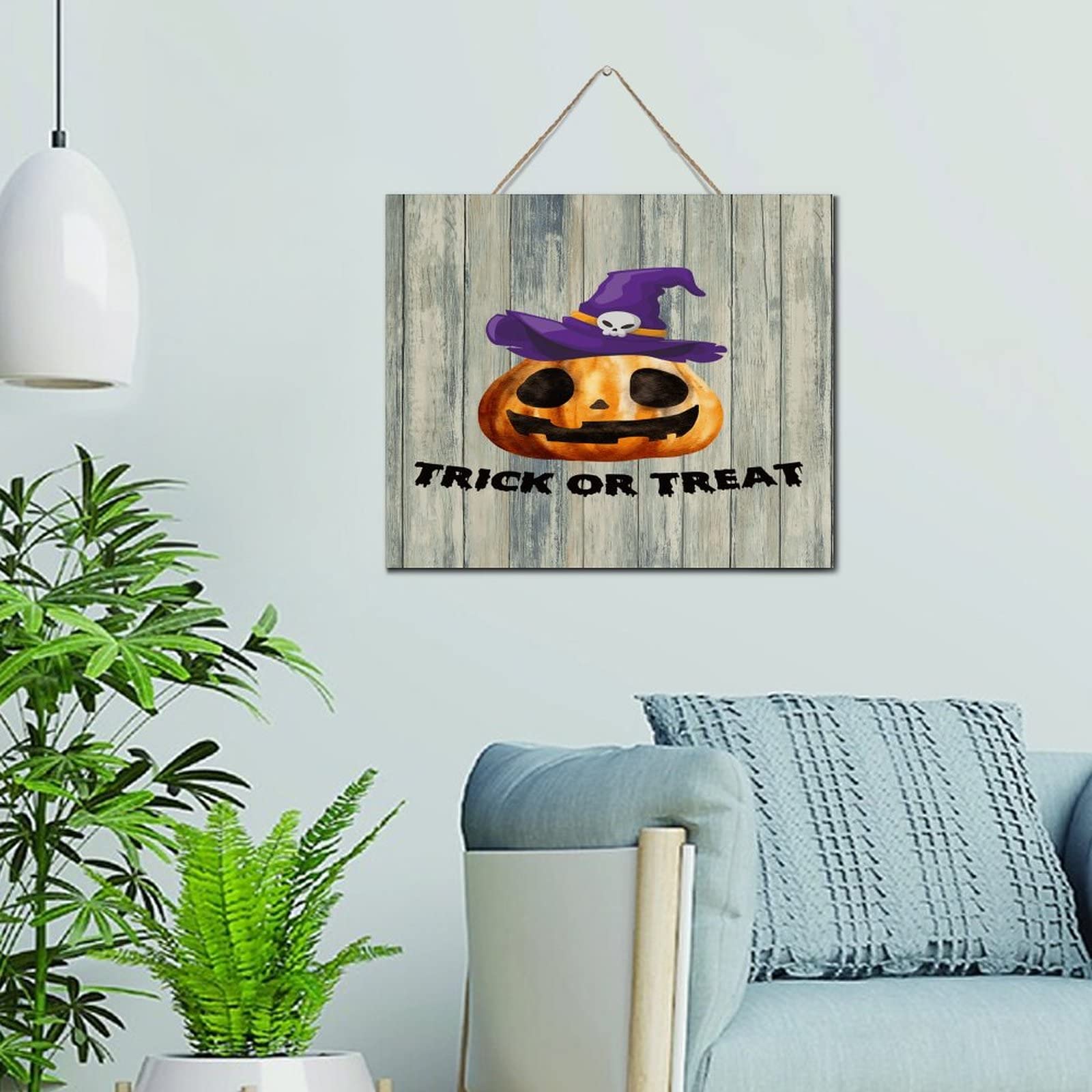 Plaque en bois Halloween rustique de qualité supérieure pour mur de salon