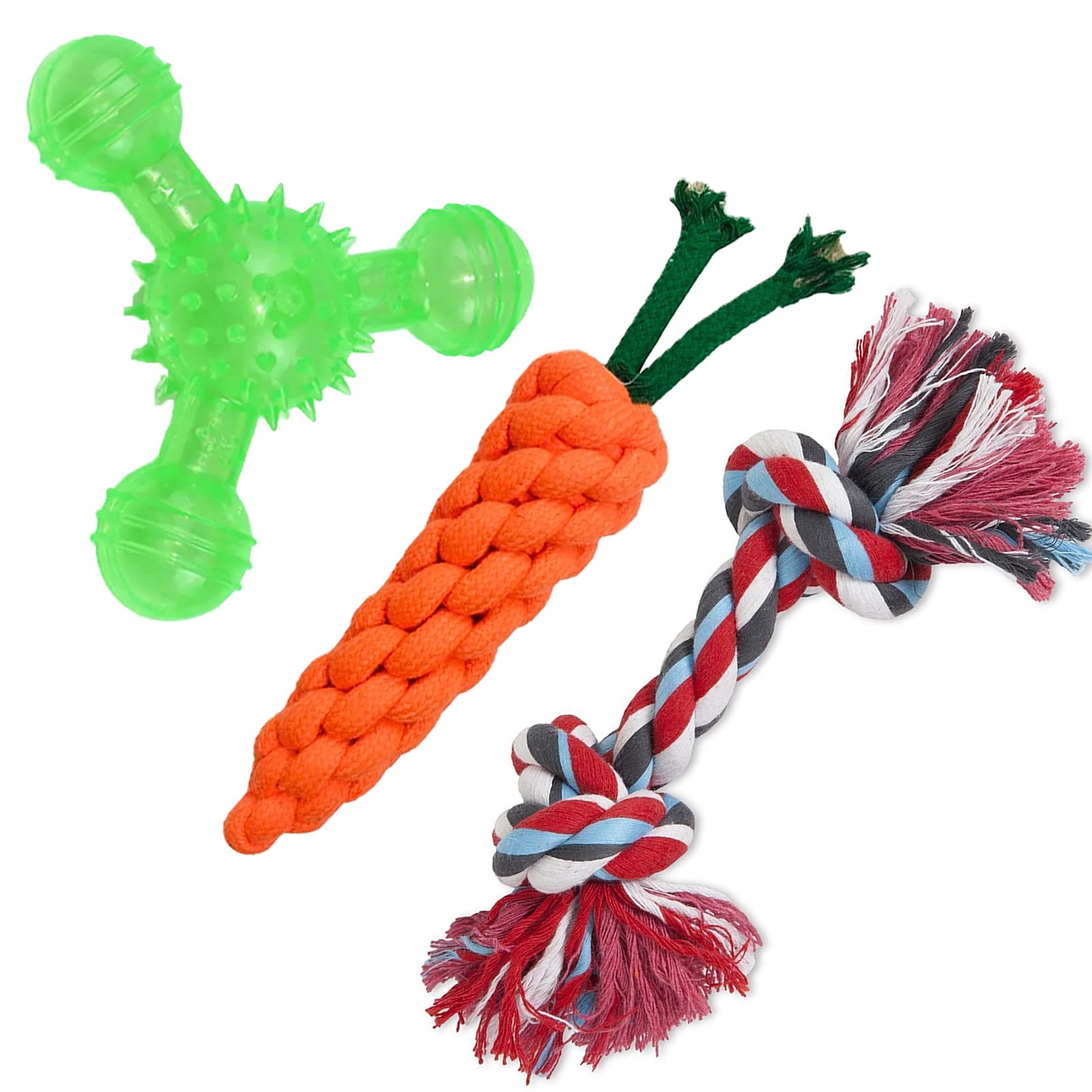 emily pets Rope Toys for Puppy Chew Teething Rope Toys Set of 3 Squeaky Toy Durable Cotton Dog Toys for Playing and Teeth Cleaning for Puppy and Small Dogs (Color May Vary Pack 3) (B0BVVQ7QGV) Amazon Price History, Amazon Price Tracker
