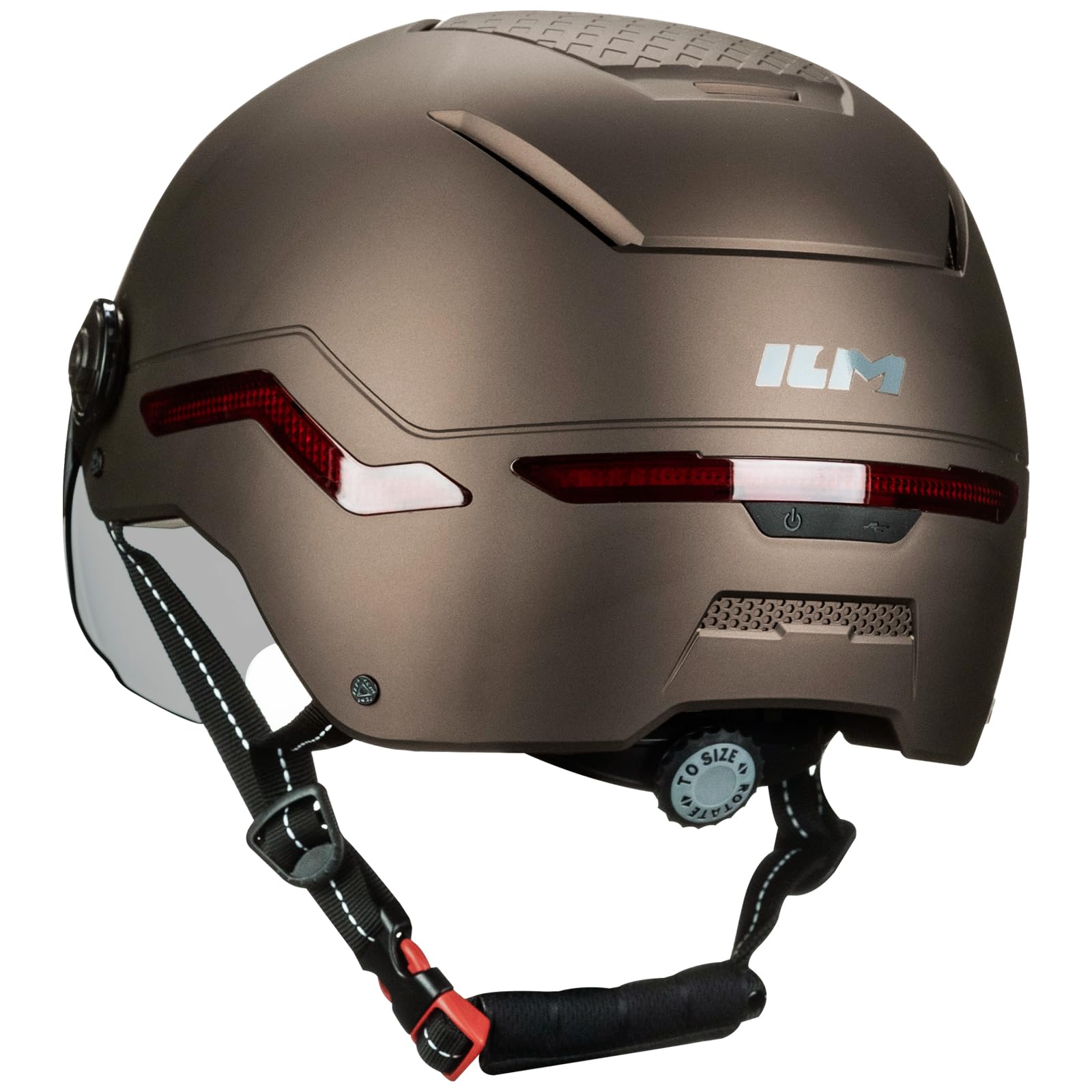 ILM Casque Velo Homme Femme Trotinette Electrique Adulte Visiere Lumiere LED Clignotant Feu Stop Homologue NTA-8776 MB101L