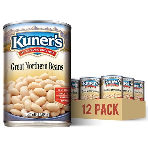 KUNER'S Great Northern Beans (paquete de 12), vegano, sin OMG, grano natural sin gluten, procedente y empaquetado en los Estados Unidos (lata de 15