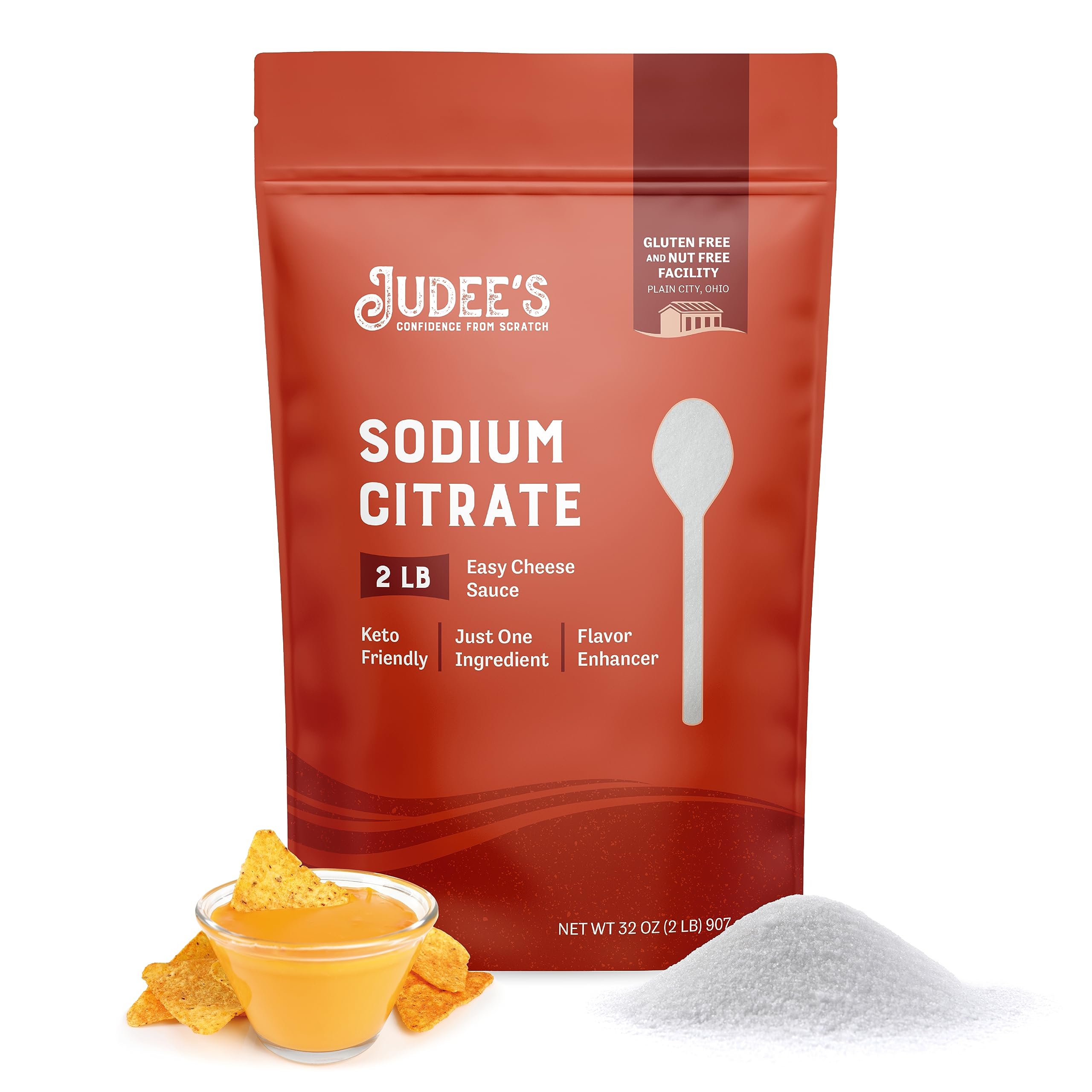 Judee's Gluten Free Sodium Citrate - 2lb Resealable Pouch | 100% Non-GMO, Keto-Friendly, Gluten-Free & Nut-Free | Food Grade | Great for Molecular Gastronomy Cooking