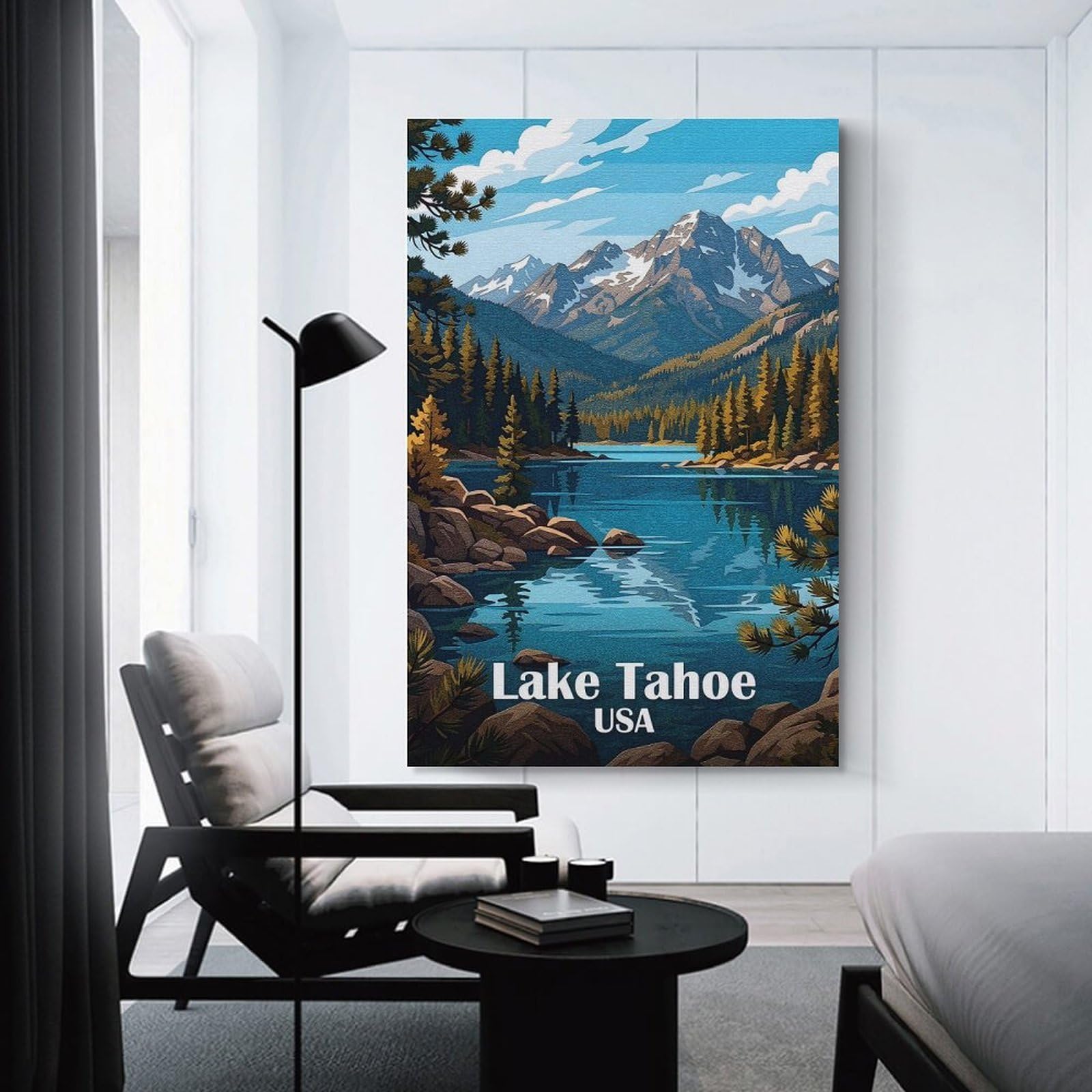Junmoney Lake Tahoe, USA Landscape Art Wall Art Print 24x36inch(60x90cm), for Hallway, Entryway Or Landing, A Neat Decor Update for Hallways, for Everyday Interiors