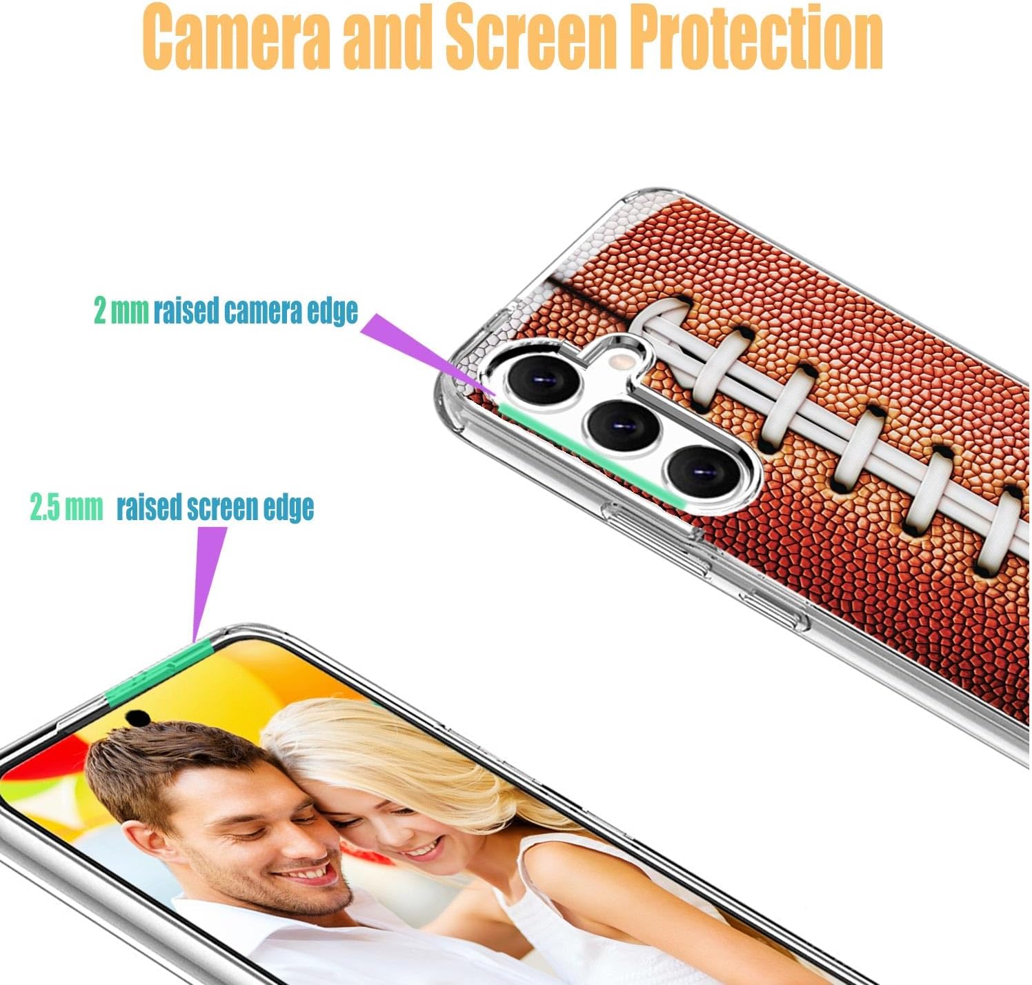 Galaxy S24 Plus Case, Shockproof Slim Soft TPU Clear Protective Phone Case Cover, Funny Sports Design Brown Football - Image 5