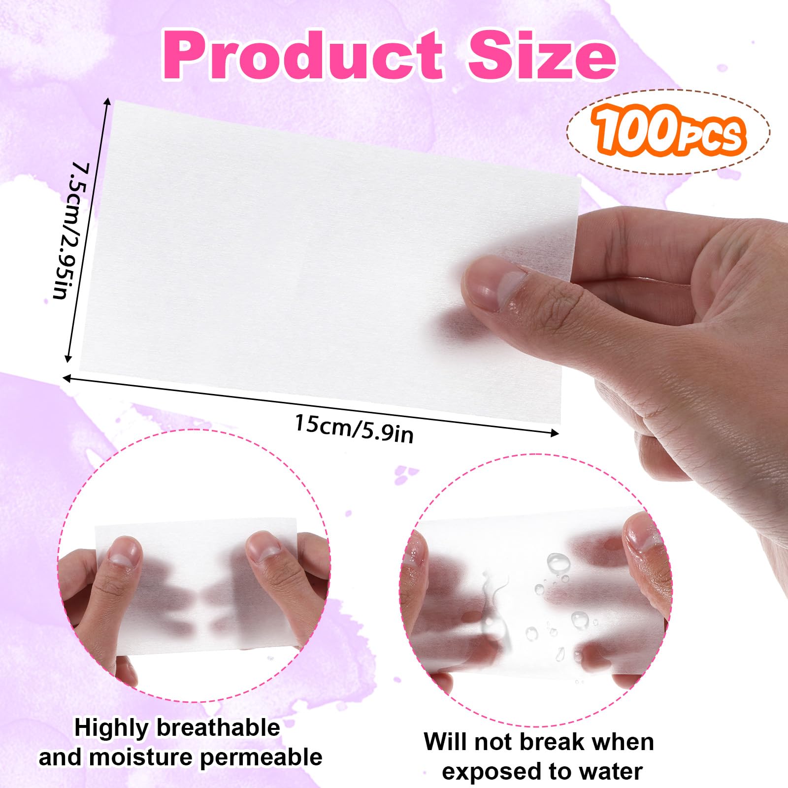 Papel permanente para cabello ultrafino transpirable 15 x 7,5 cm para salón