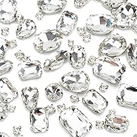 Vista 27 de Diamantes de imitación para coser, Choupee 130 piezas de piedras rojas para coser con base metálica y engaste de garra, formas mixtas, gemas