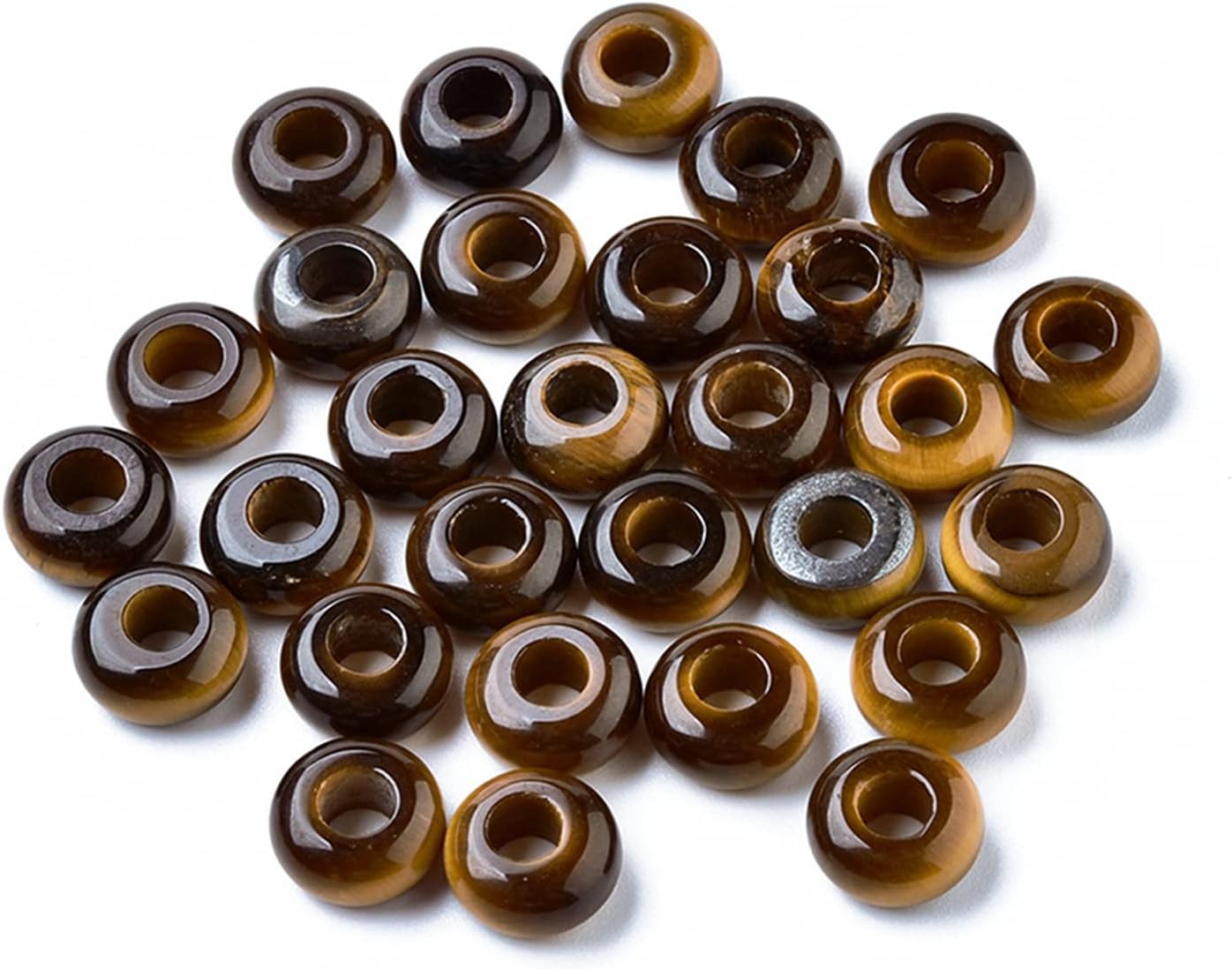 Craftdady 50Pcs Natural Picasso Jasper Gemstone Beads Large Hole Rondelle Energy Healing Chakra European Stone Beads 12x6mm for Leather Bracelet Jewelry Making, 5mm Hole