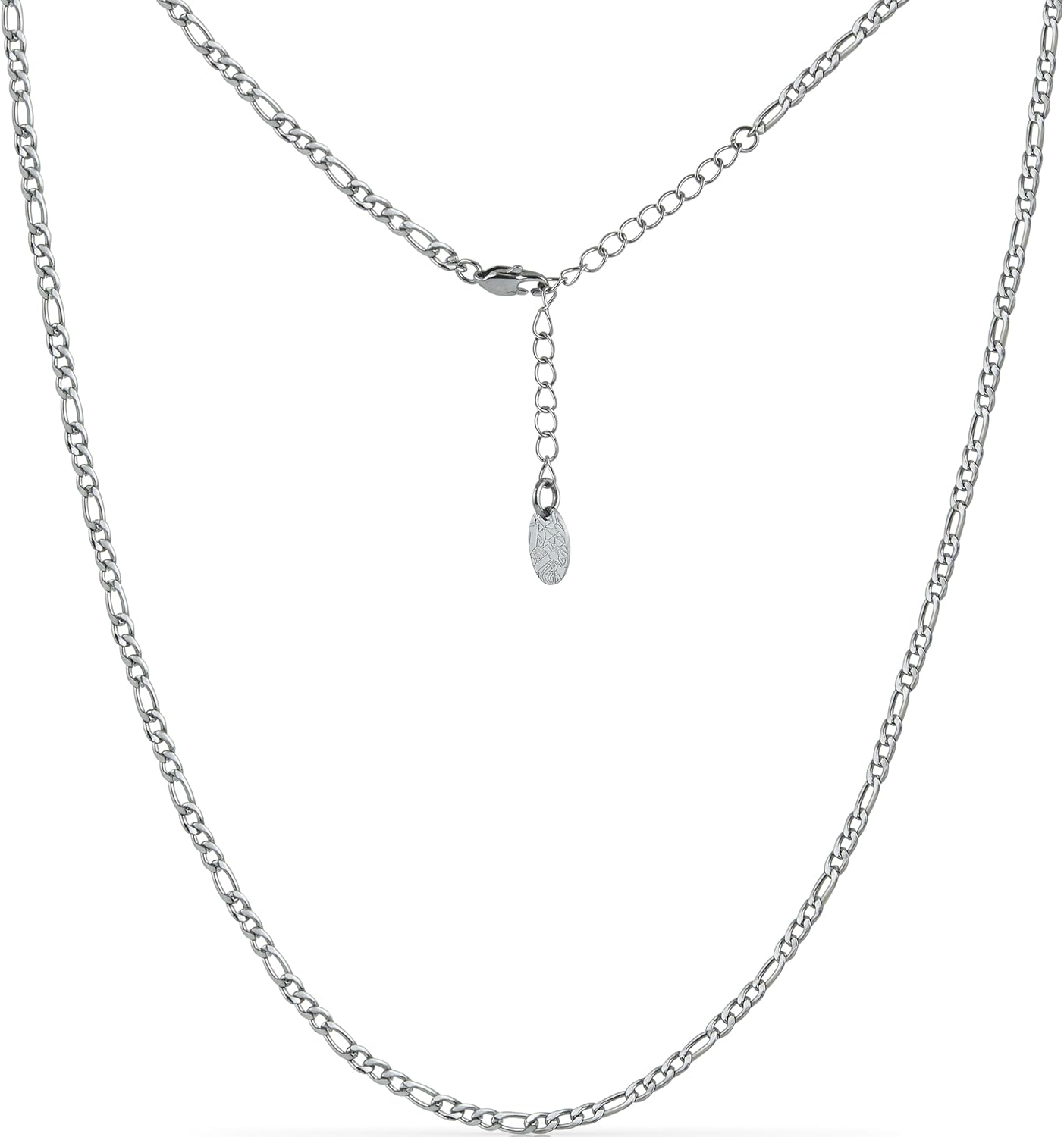Forge & Foundry Men's 3mm Polished 316L Solid Stainless Steel Chain | Men’s Layering Necklace | “Martel” | Refined Hand-Crafted Jewelry, Designed by Jewelers, Forged for Men
