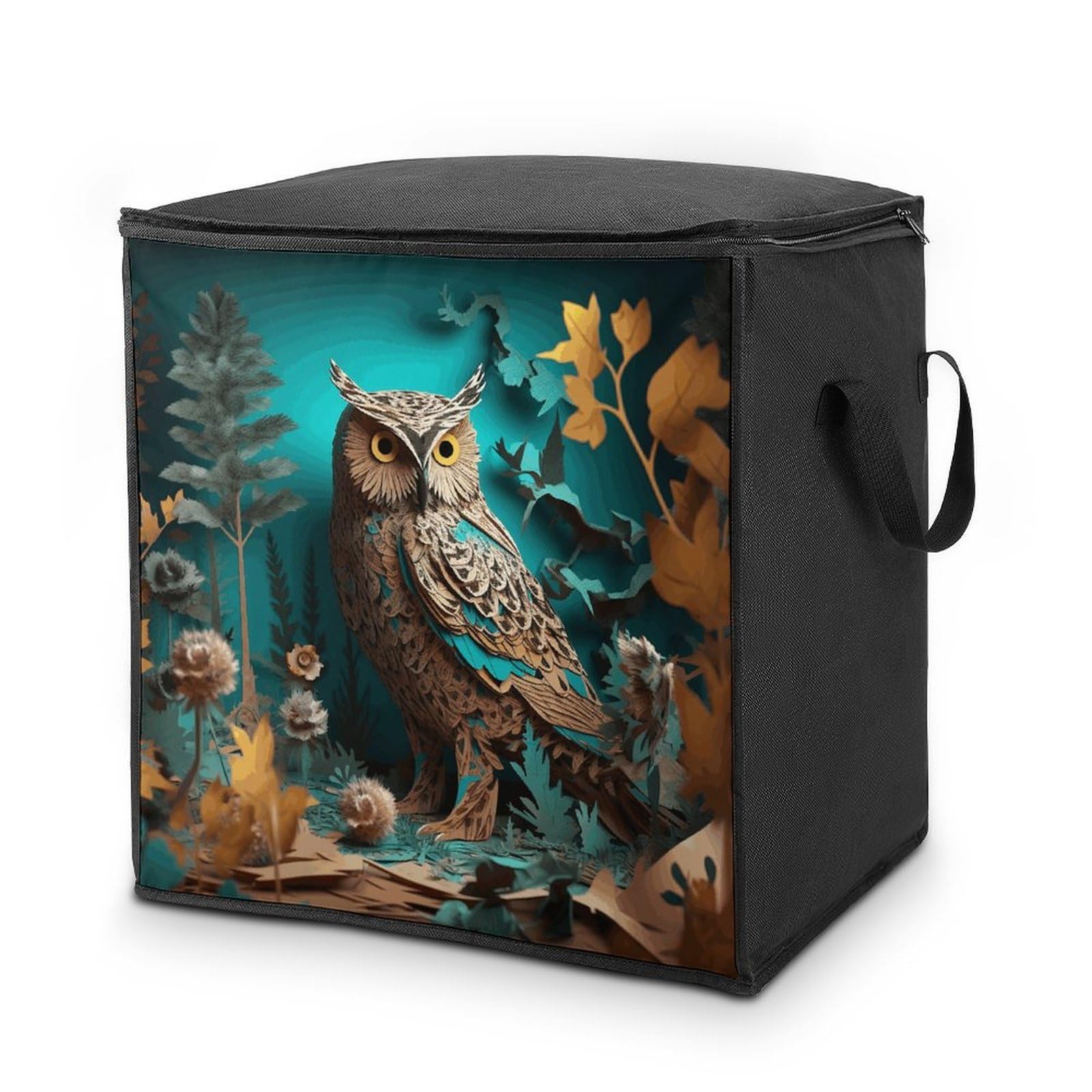 70L Owl Storage Bag With Zipper Closet Organizers with Handle for Home Storage Organizer for Blankets Quilts Clothes Comforter Bedding And Pillows