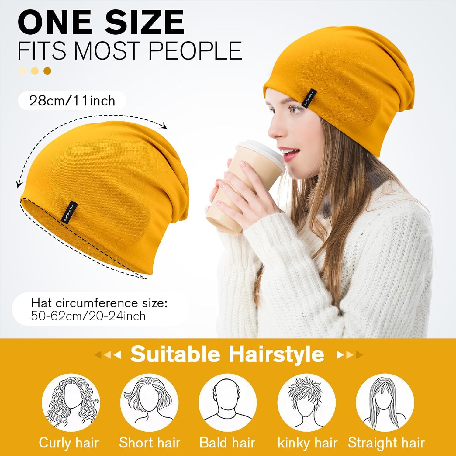 Slouchy Beanie for Women Men Soft Cotton Chemo Hats Double-Layer Warm Beanie Cap for Daily Wear & Transitional Seasons - Image 5