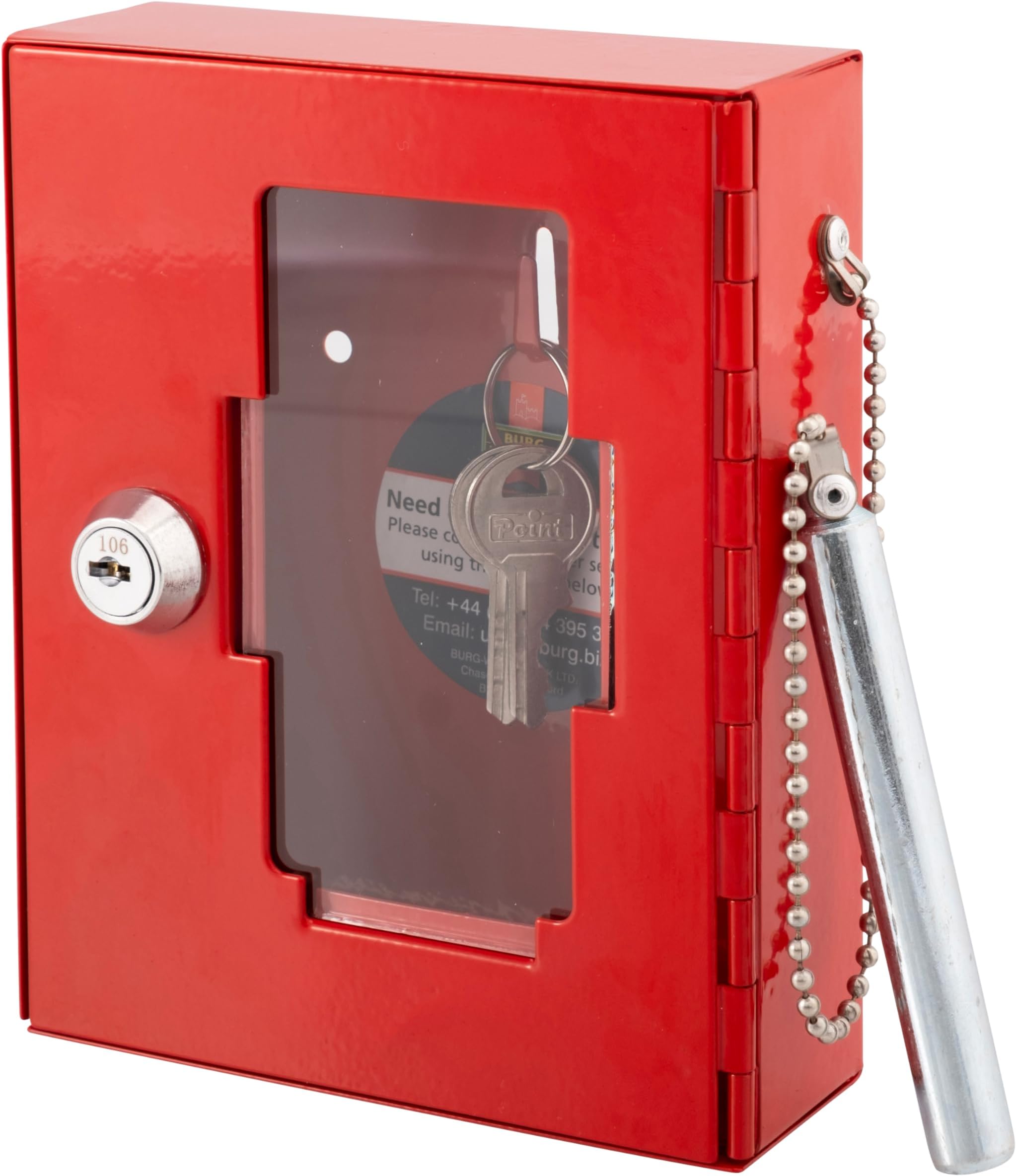 Sterling EB01 Emergency Key Box, with Brak Glass Hammer,Red,120mm x 150mm x 40mm