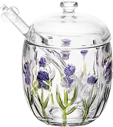 LYOR - Meleira de Cristal com Pegador Lavanda Hand Painting 8,5cm x 11cm