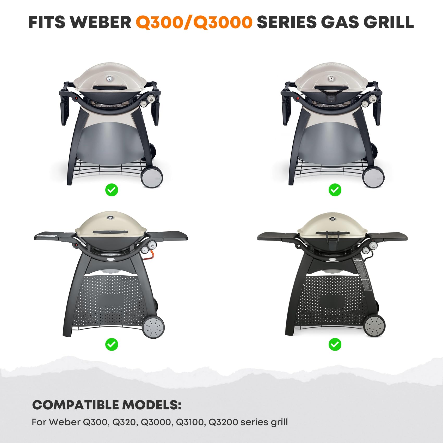 Onlyfire Piastra per Barbecue per Griglie Weber Serie Q300/Q3000, Inserto per Plancha in Rivestimento Antiaderente in Ceramica per Griglie Weber Q300 Q320 Q3000 Q3100 Q3200