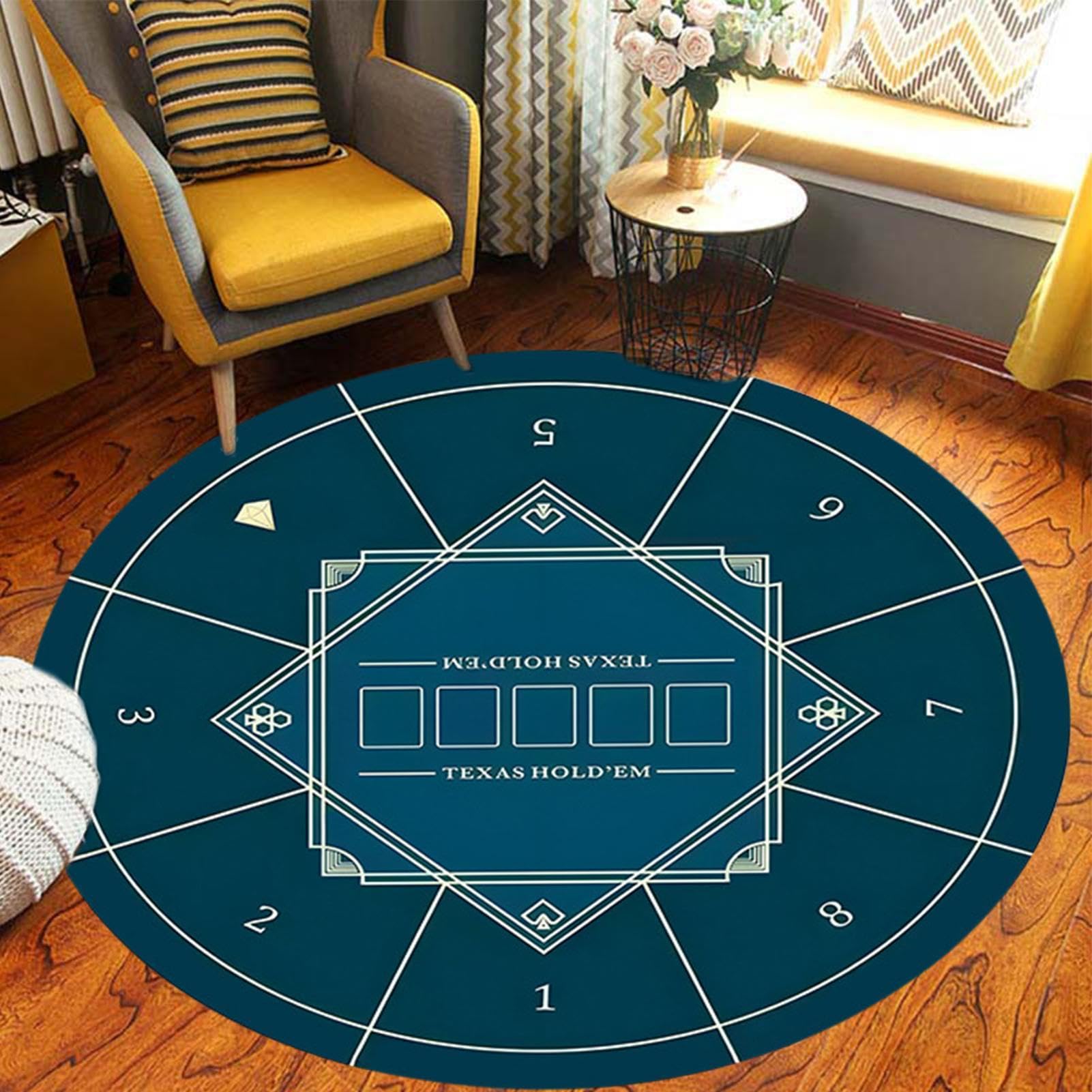 Tapis de Poker Texas Hold'em, Tapis de Table de Poker - Tapis de Table de Poker Rond Texas Holdem Blackjack - Tapis de Poker Texas Hold'em résistant à l'eau, Portable et antidérapant pour