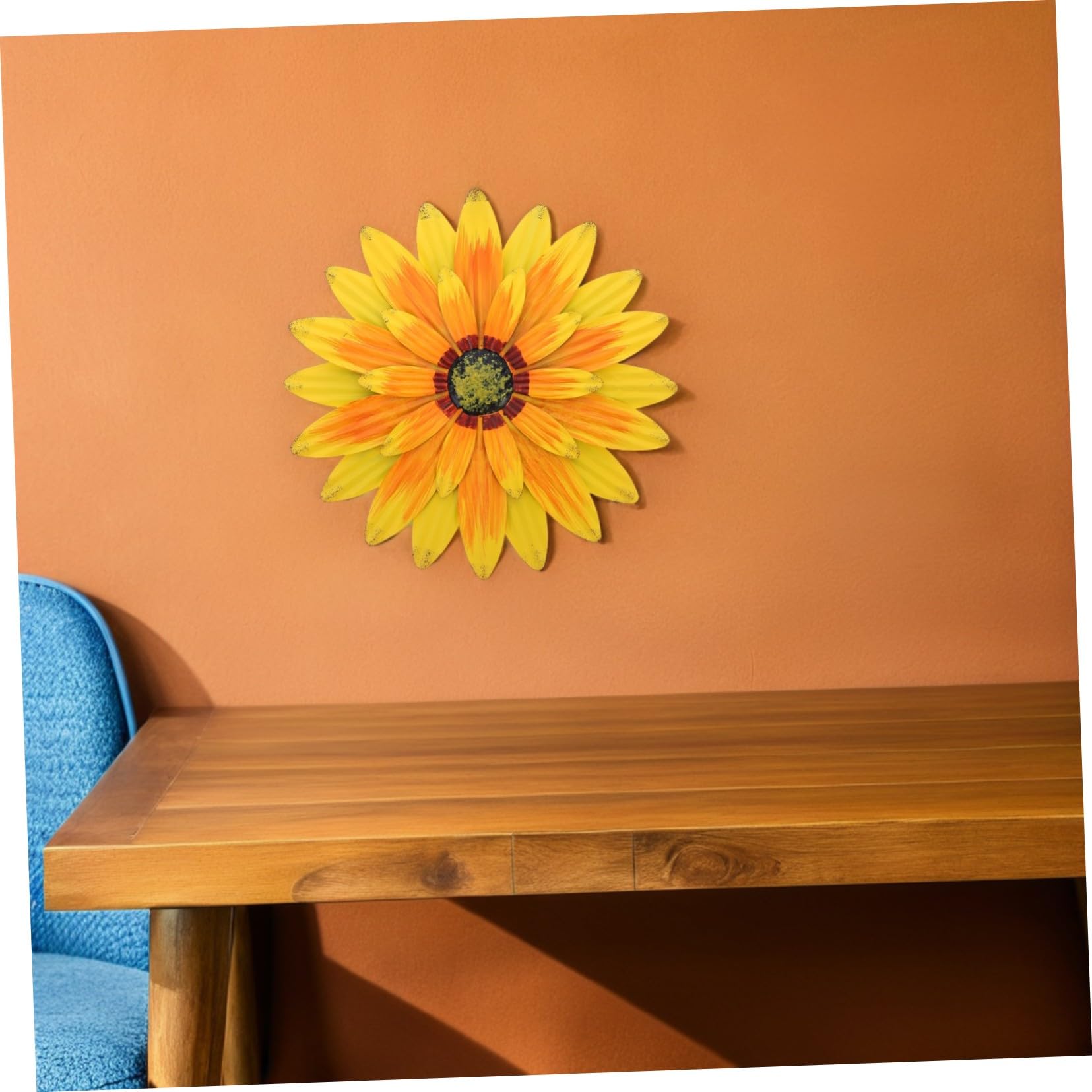 SUPVOX Girasole in Metallo Decorazione da Parete Scultura Floreale in Ferro Rustica per Cucina Fattoria Giardino Veranda Cortile Balcone