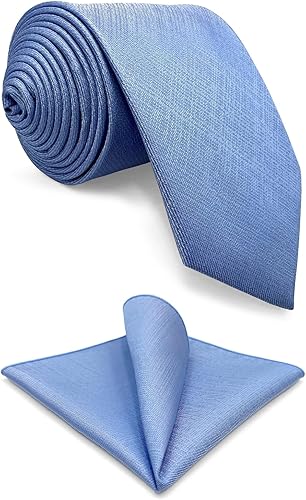 Vista 68 de S&W SHLAX&WING Conjunto de corbata de color sólido y pañuelo de bolsillo para hombre C33