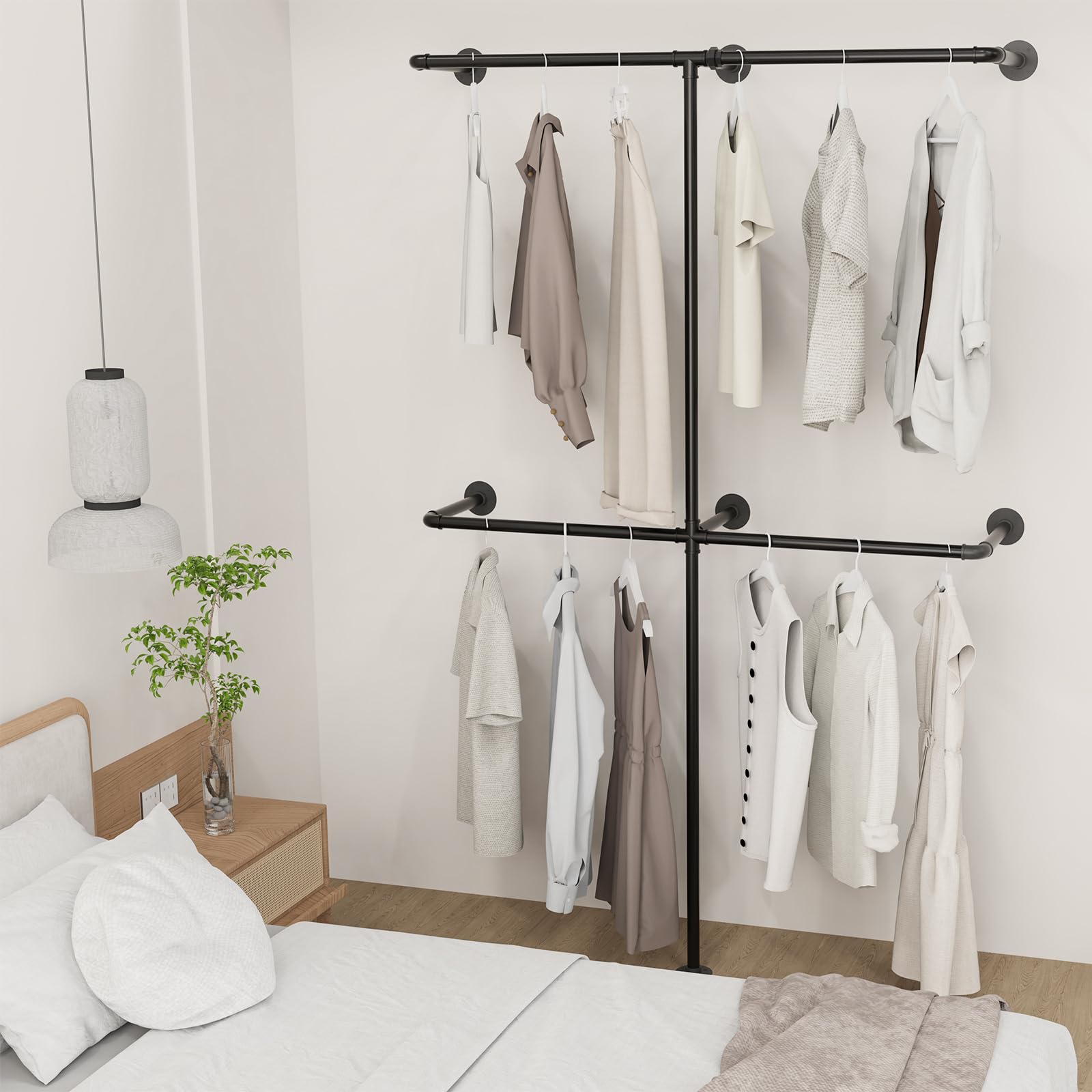 Metal Perchero pie, Armario Abierto Vestidor, perchero pared, clothing rack, barra para colgar ropa, colgadores de ropa, Vestidores Armarios, 120x180cm