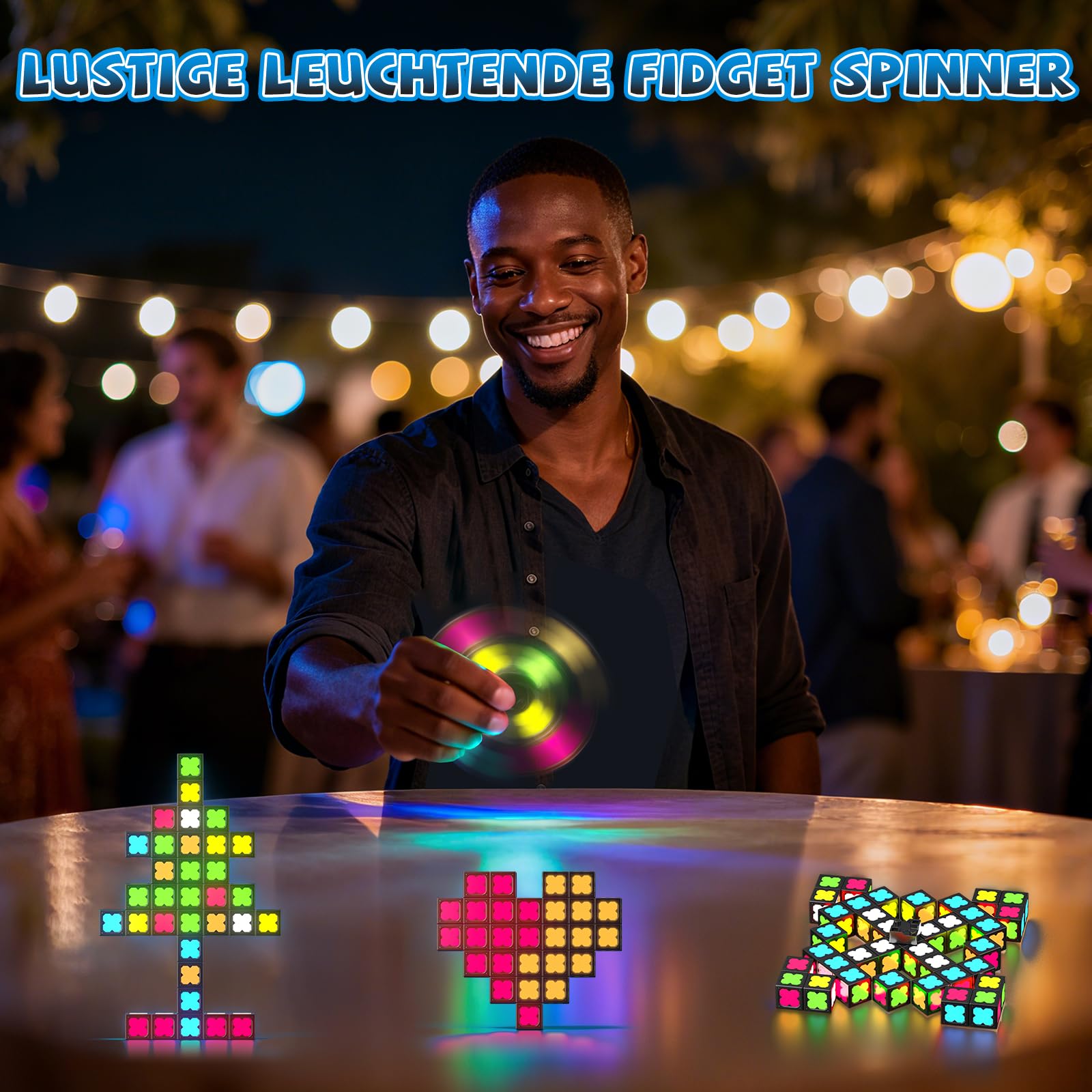 Magnetische Fidget Toys Kinder Teen Erwachsene, Fidget Spinner mit 36 im Dunkeln Leuchtenden Magnetische Bausteine, DIY Kreative Magnete Spielzeug Geschenke für Adhs, STEM Kinder Sensorik Spielzeug