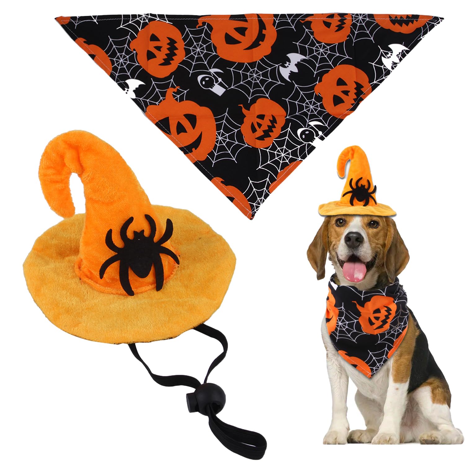1 Set Disfraz de Halloween para Mascotas, Halloween Mascotas Gorro Y Bufanda, Mascotas Disfraz De Bruja, Sombrero De Bruja para Perro, para Sombrero de Fiesta de Halloween(Araña)