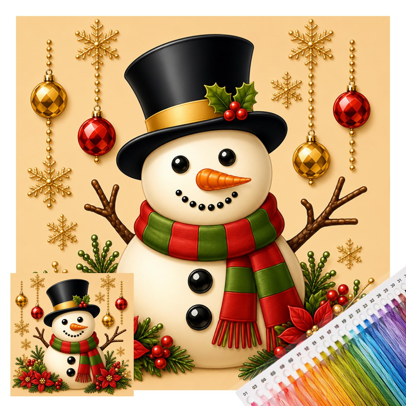 Christmas Needlework Kit 14CT Stamped Cross Stitch 30x30cm