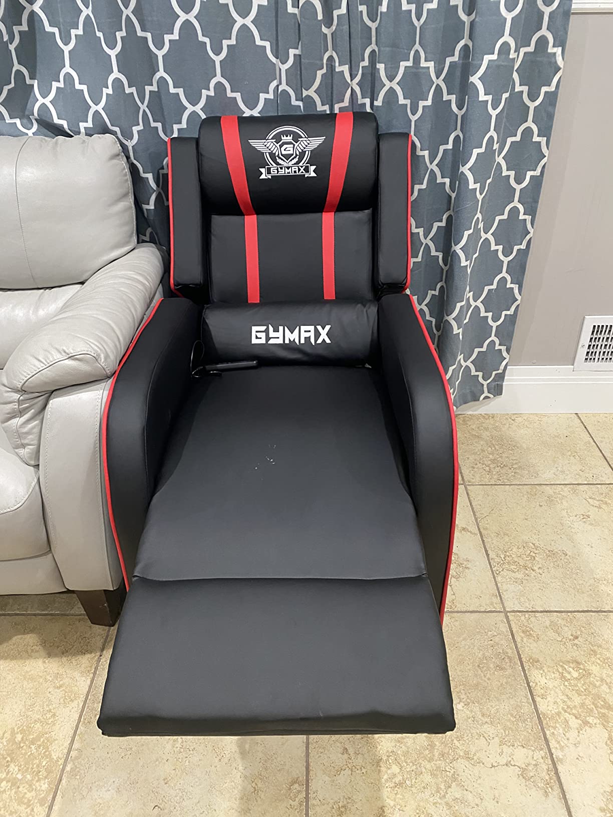 28/mo Finance GYMAX Gaming Recliner, Massage Gaming Chair with Adjustable Backrest Footrest