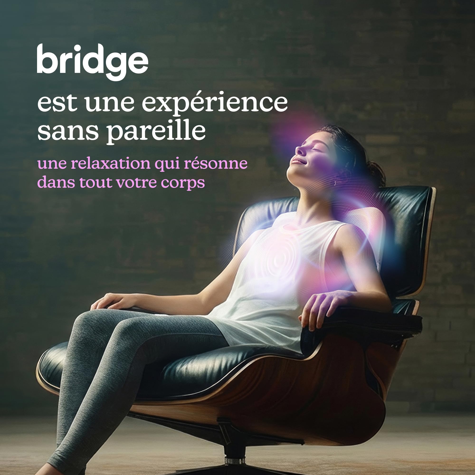 Homedics Bridge Coussin de Massage Vibroacoustique | Pour Chaise, 5 Pistes Audio, Diffusion Bluetooth, Ondes Sonores Basse Fréquence, Apaiser le Corps et l'Esprit