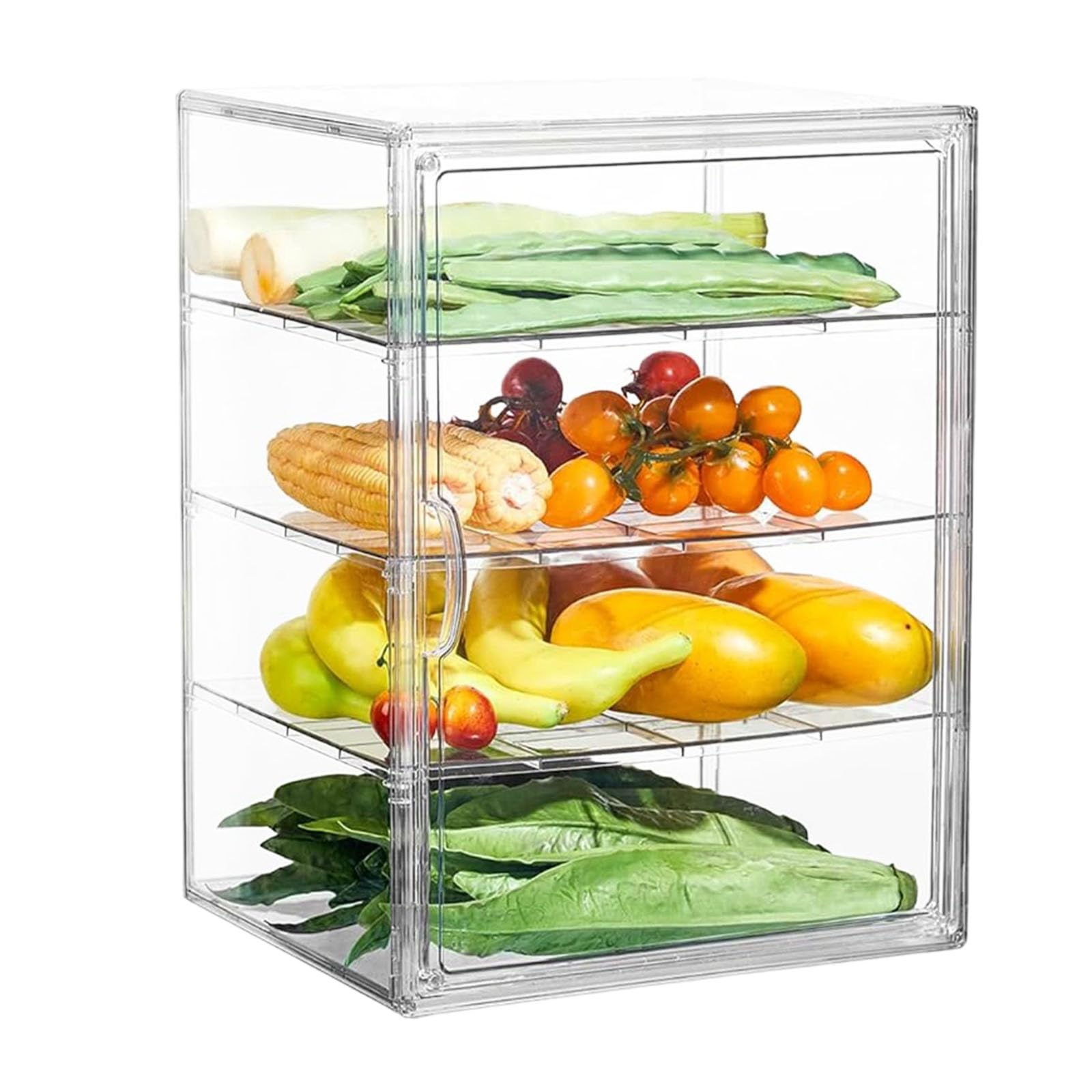 Vitrina de pastelería para encimera de cocina, 4 capas, ajustable, transparente, almacenamiento de pan con puerta magnética para artículos de panadería