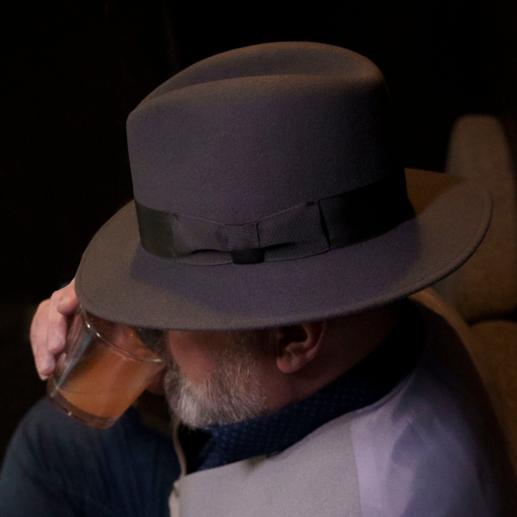 Sterkowski Holden | 100% wełniany filcowy kapelusz dla mężczyzn i kobiet | kapelusz Fedora z szerokim rondem, szary, 6.75