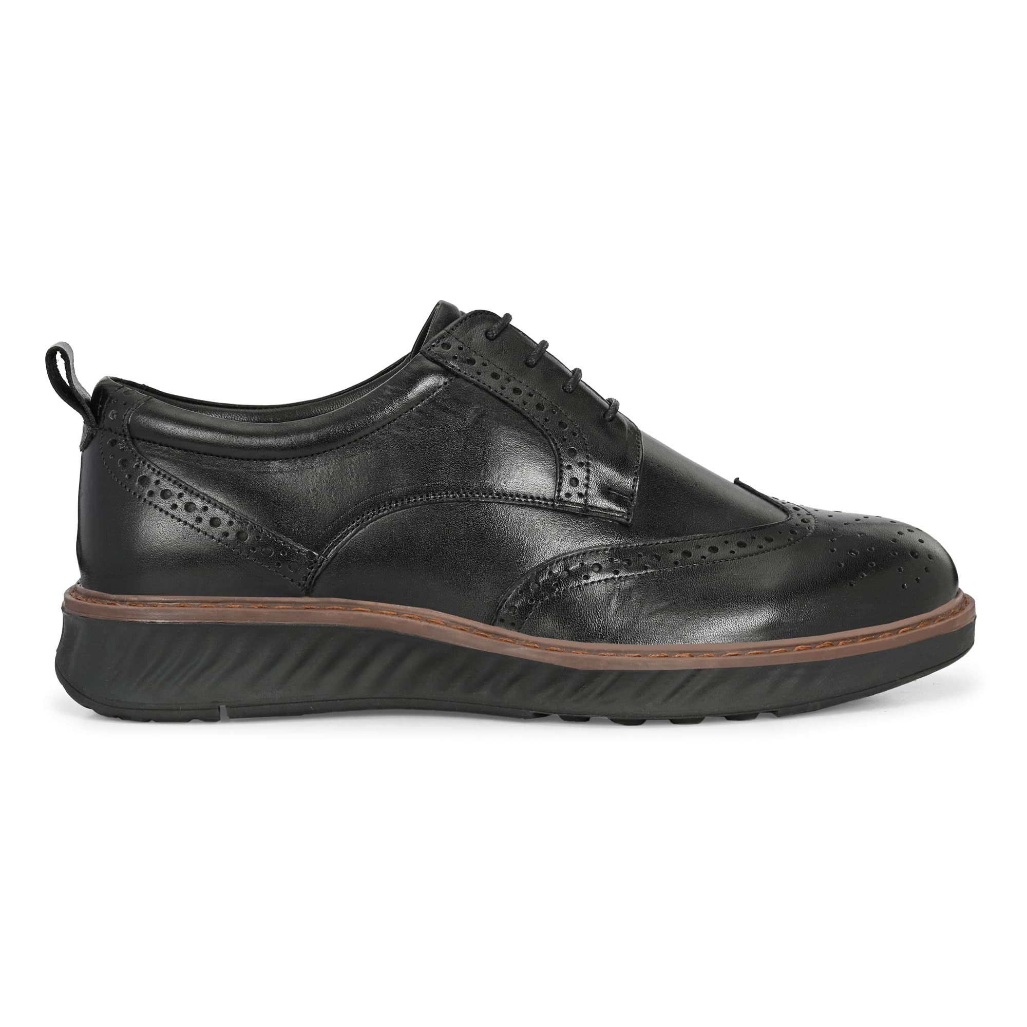 Men's Hybrid Brogue Oxford Shoes, Full-Grain Leather, Wide Fit, EVA Cushioning Sole, Handcrafted, Formal, Tan & Black-image-49