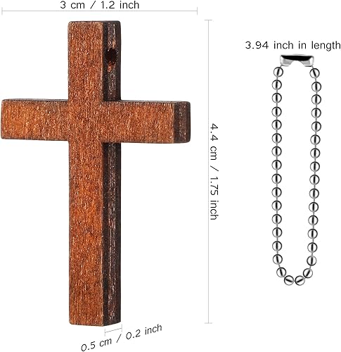 Miniatura 2 de Hicarer Colgante de cruz de madera, colgante de cruz de madera, adorno colgante de cruz para hombres, mujeres, bricolaje, collar, pulsera, aretes,