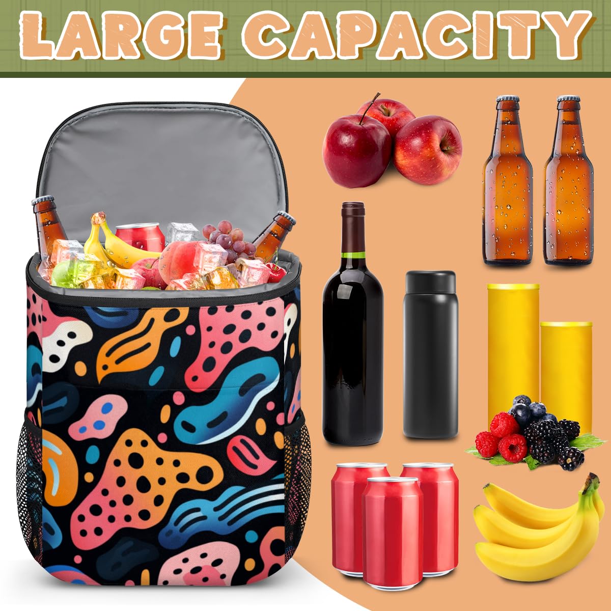 Leopard Print Rose Gold Insulated Cooler Backpack - 30L Waterproof Leakproof Beach Picnic Lunch Bag For Camping