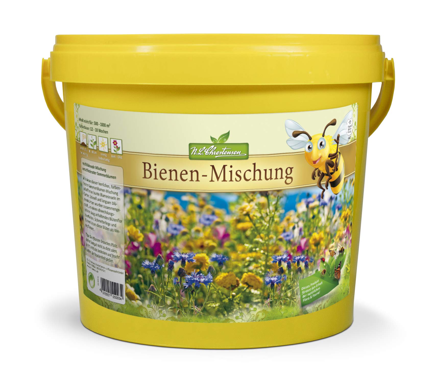 N.L.Chrestensen BIG Eimer Blumen-Saatgut, Samen | Ein Paradies für alle Insekten, Bienenweide, Bienenfreundliche Mischung, Blumensamen, Mehrfarbig