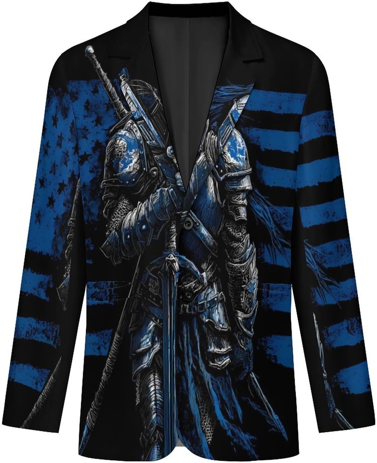 Warrior1 U.S. Flag Men's Classic Fit Suit Two Button Blazer Business Coat Tuxedo for Wedding Dinner