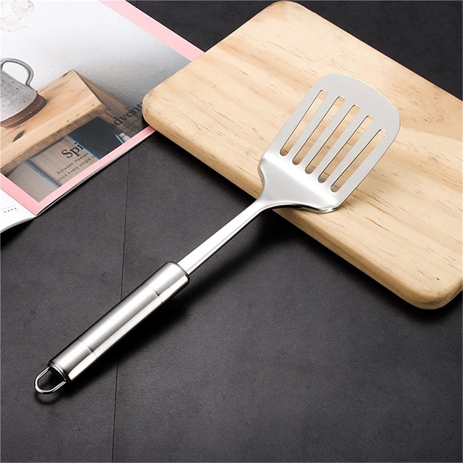 4PCS Edelstahl Wok Spachtel Metall Küche Zubehör Schlitz Turner Reis Löffel Schöpfkelle Kochen Werkzeuge Utensil Set für Antihaft-Kochgeschirr