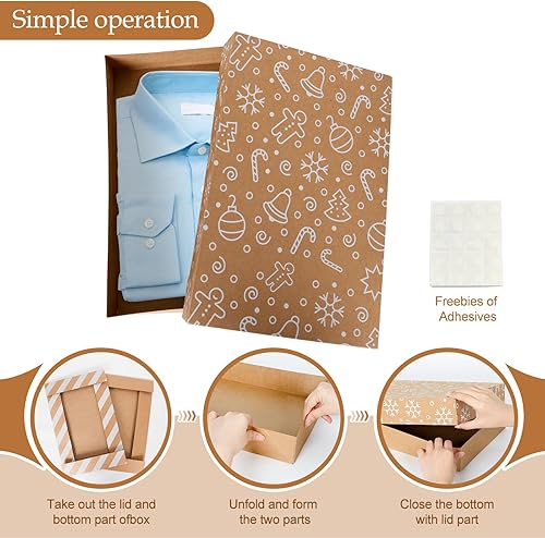 Miniatura 3 de joyhalo Paquete de 18 cajas de regalo de Navidad con tapas para regalos, batas de papel kraft grandes a granel, abrigo, suéter, ropa, camisas, cajas
