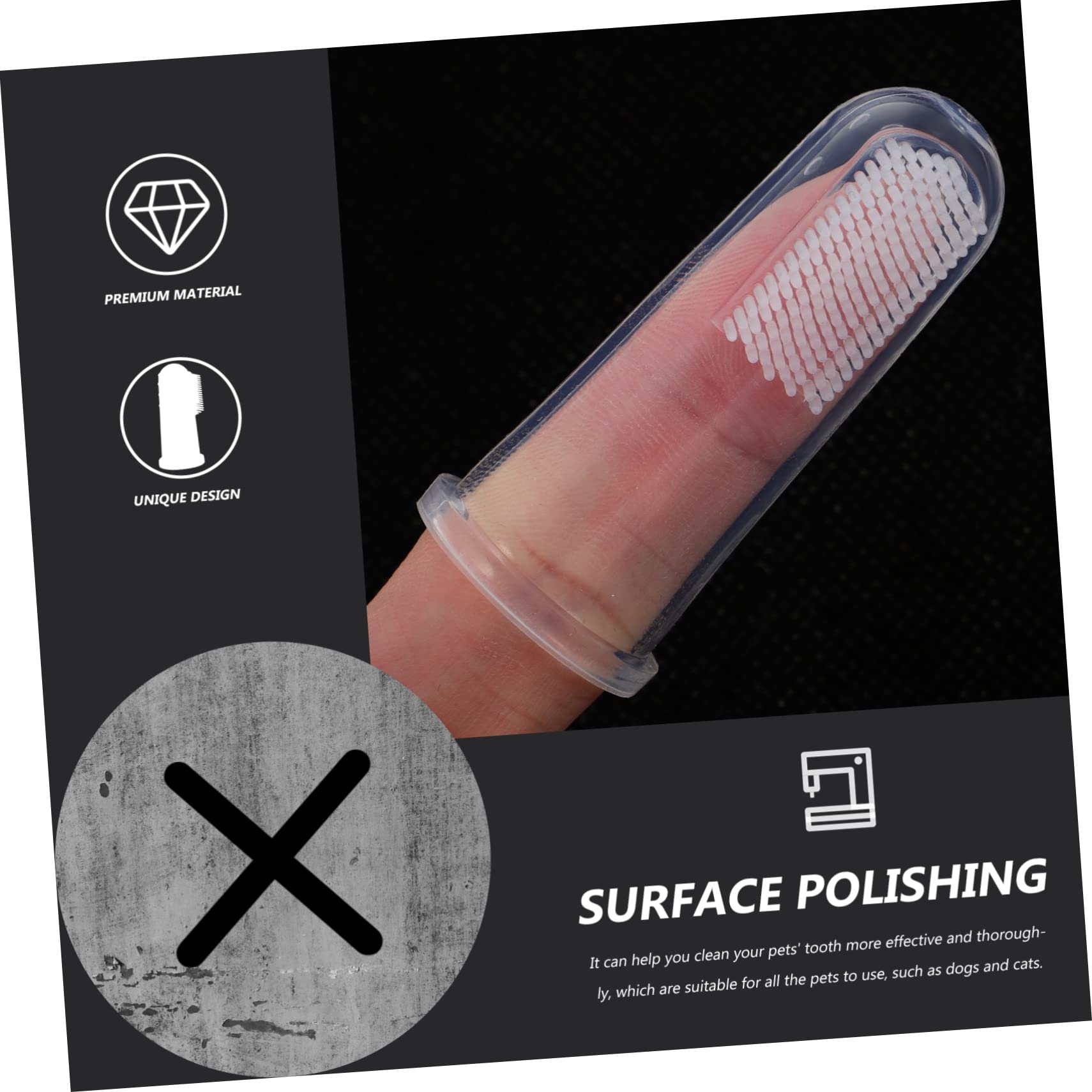 COLLBATH Practical Finger Toothbrushes for Pets 10 Sets Care No Hurt Teeth and Gums