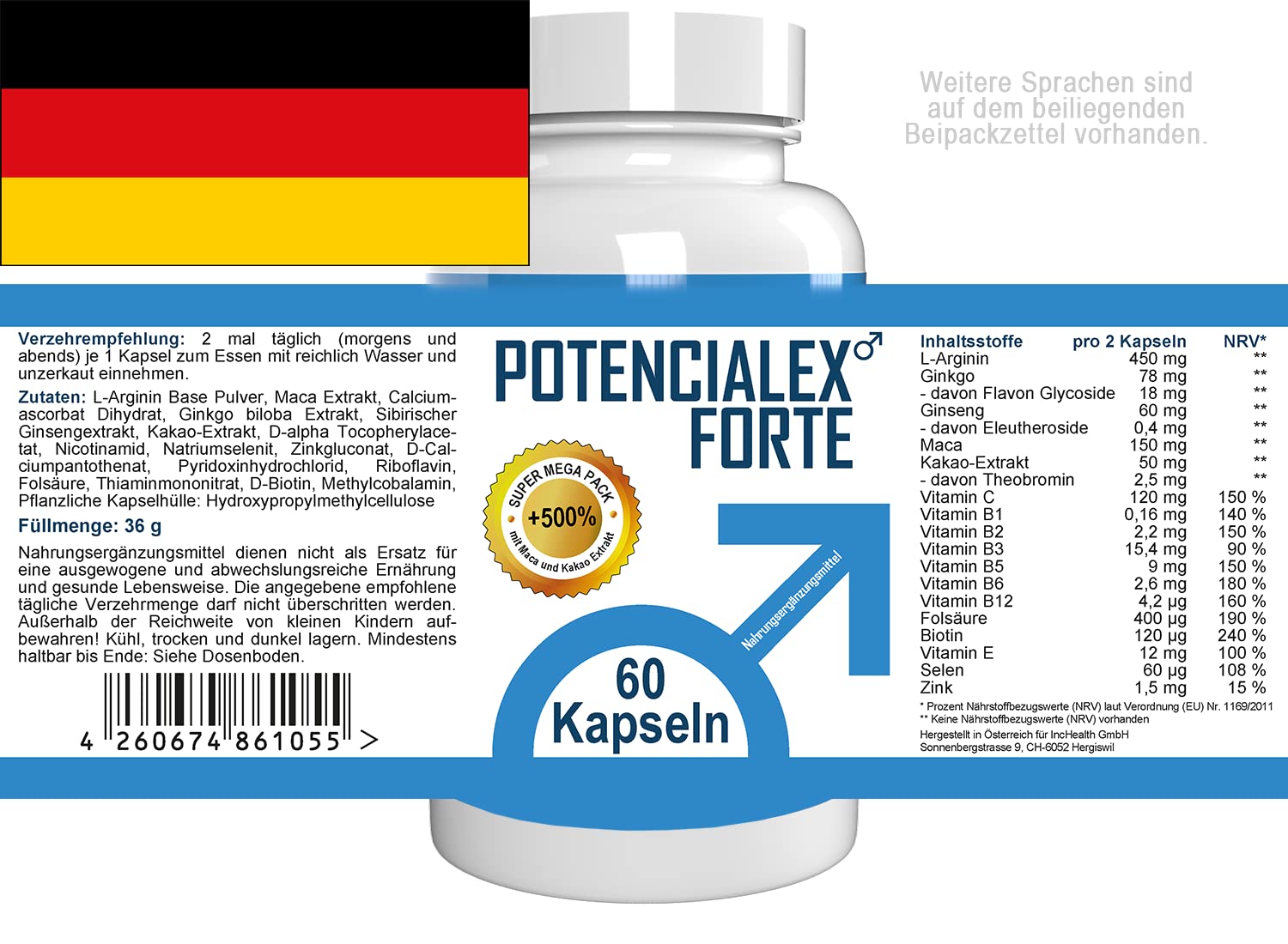 Potencialex Forte - 300 Kapseln (5x 60 Kapseln) - 5er Pack