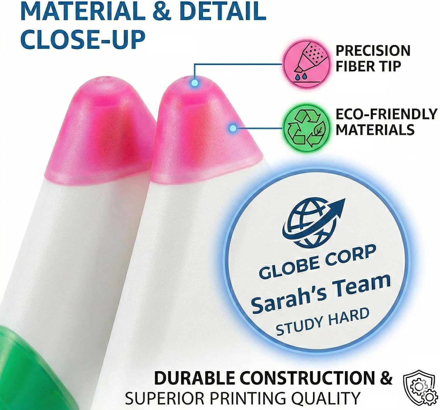 10/50/100 Pcs Personalized Highlighters with Custom Text/Logo, Bulk Fluorescent Markers for Business Office, School, Wedding Favors & Events