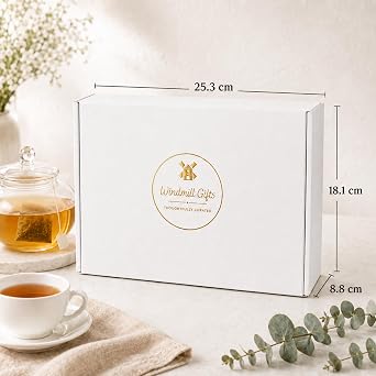 Herbal Tea and Biscuits Gift Set - 40 Assorted Tea Bags, Biscuits & Honey