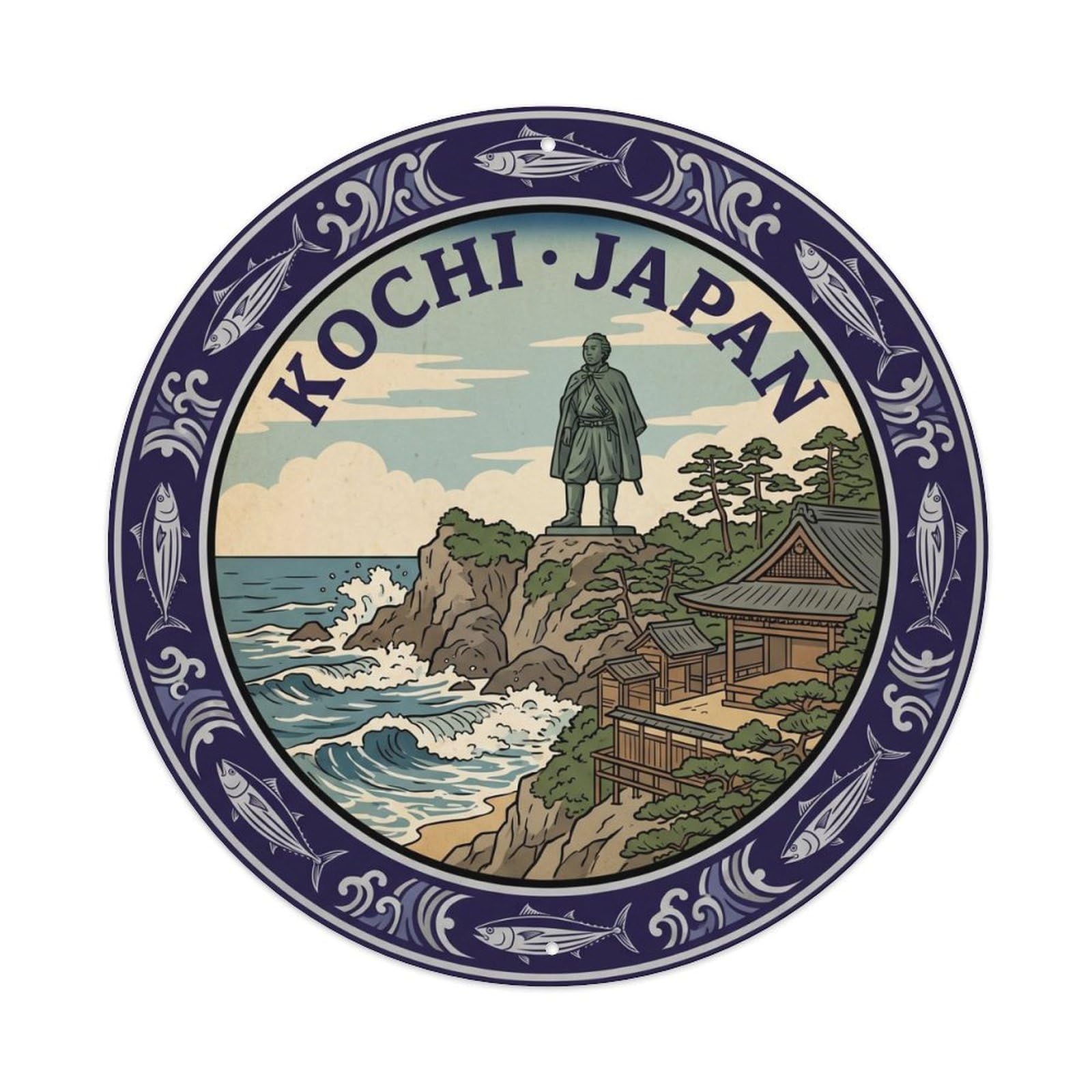 Kochi Katsurahama Tosa Temple Travel Heritage Landmark Metal Tin Sign