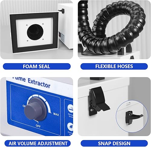 Miniatura 10 de Extractor de humos de soldadura de 30 W, amortiguador de prevención de humo, ventilador de trabajo para estación de soldadura (110 V)