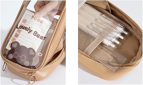 Miniatura 5 de Estuche para lápices kawaii, lindo estuche estético, lindo estuche para lápices, artículos escolares kawaii para adolescentes y niñas (marrón-B)