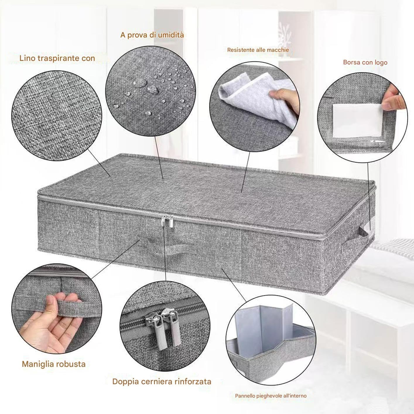 Almacenamiento Bajo La Cama 2 Piezas Organizador de Dormitorio Plegable | Almacenamiento Para Debajo De La Cama Con Tapa Para Papel de Regalo Mantas Edredones Suéteres Almohadas