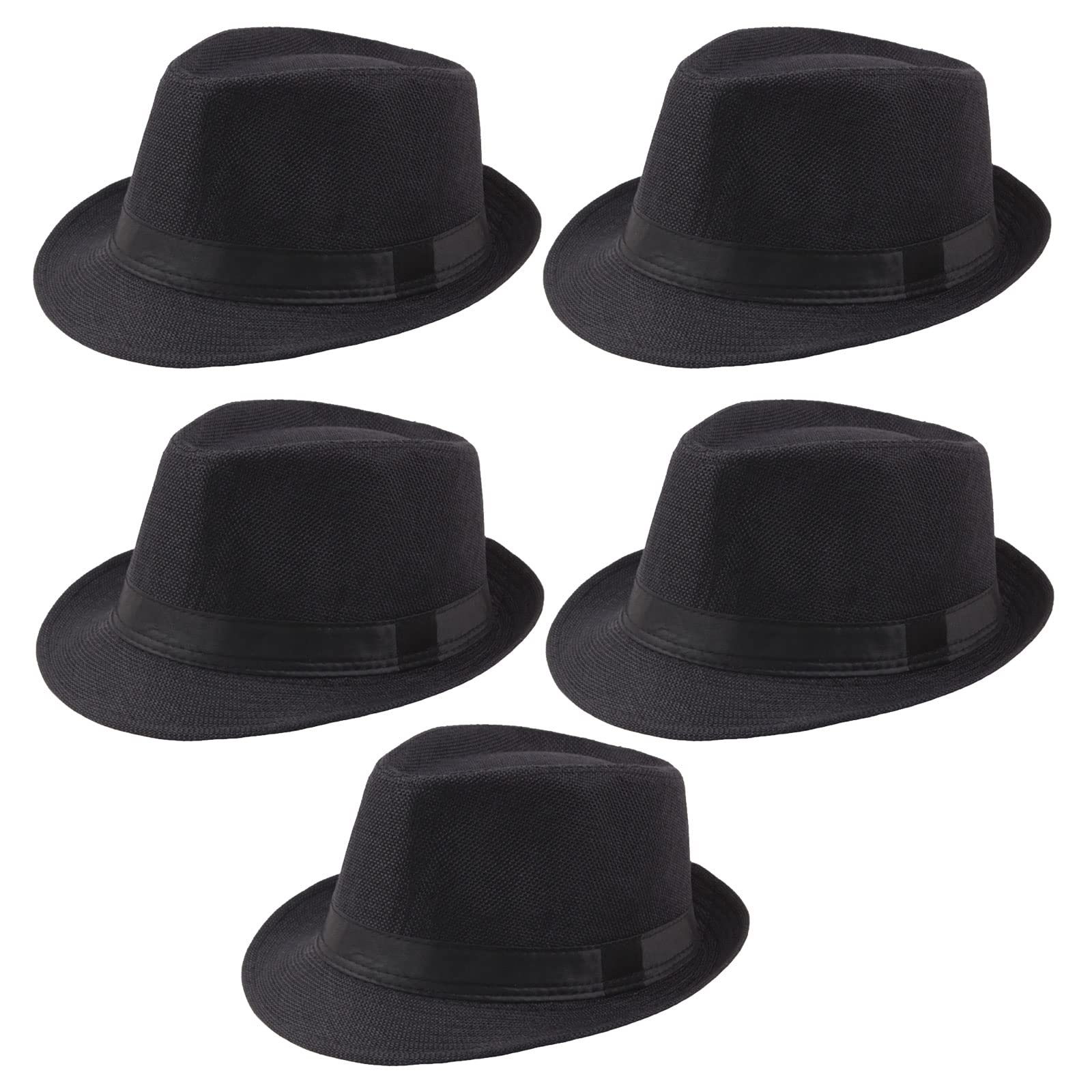 Geebuzz Pack de 5 sombreros de ala corta Fedora para hombres y mujeres, sombrero clásico de verano para playa, sombrero de sol Panamá Gatsby Fedora