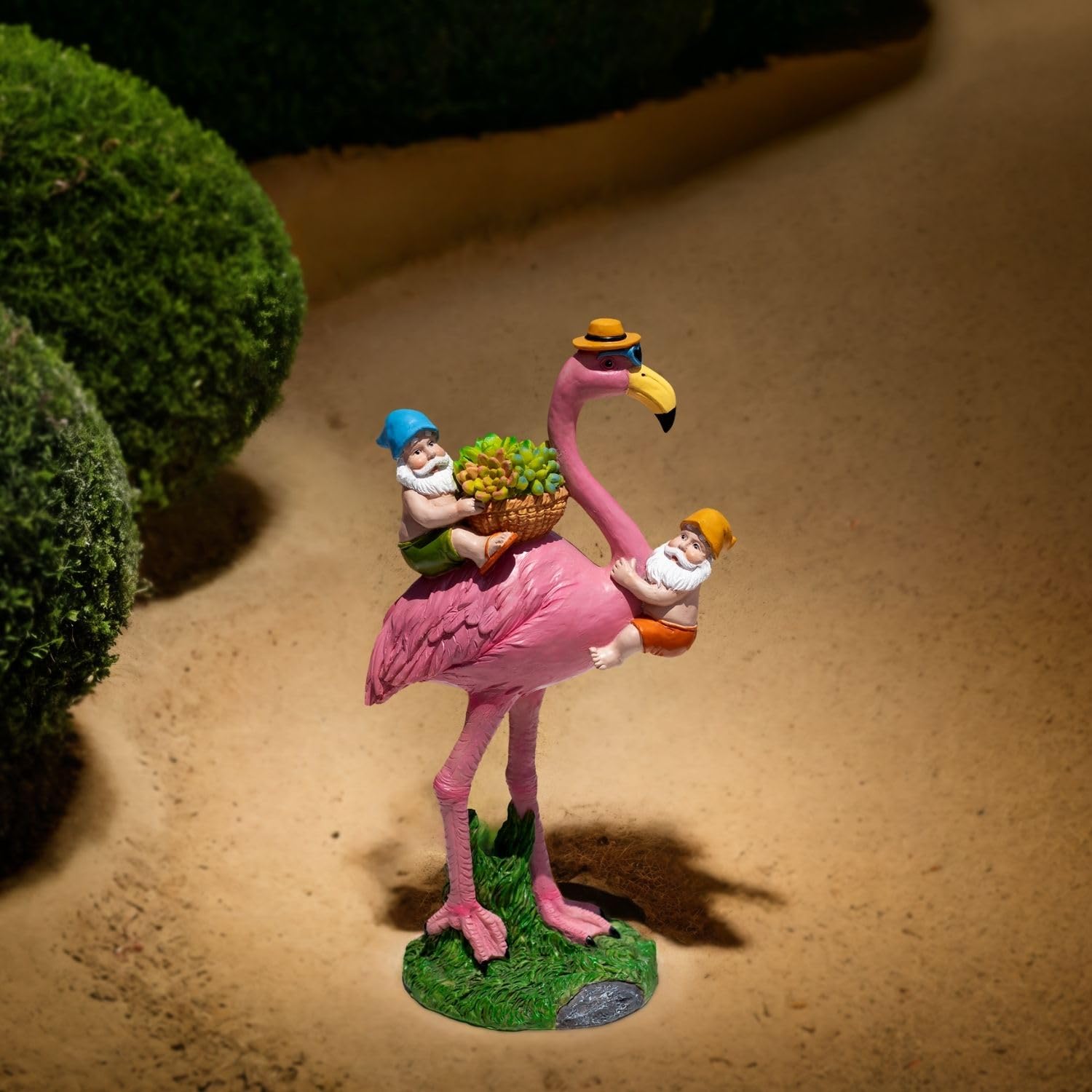 Amazon.com : Quterhero Gnomes Flamingo Garden Statue – Resin