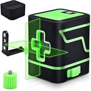 Laser Level, SHAWTY Bright Green Beam Cross Line with Self Leveling, Laser Level Line Tool with Vertical and Horizontal Line, 360° Magnetic Pivoting Base, Carrying Pouch For Picture Hanging