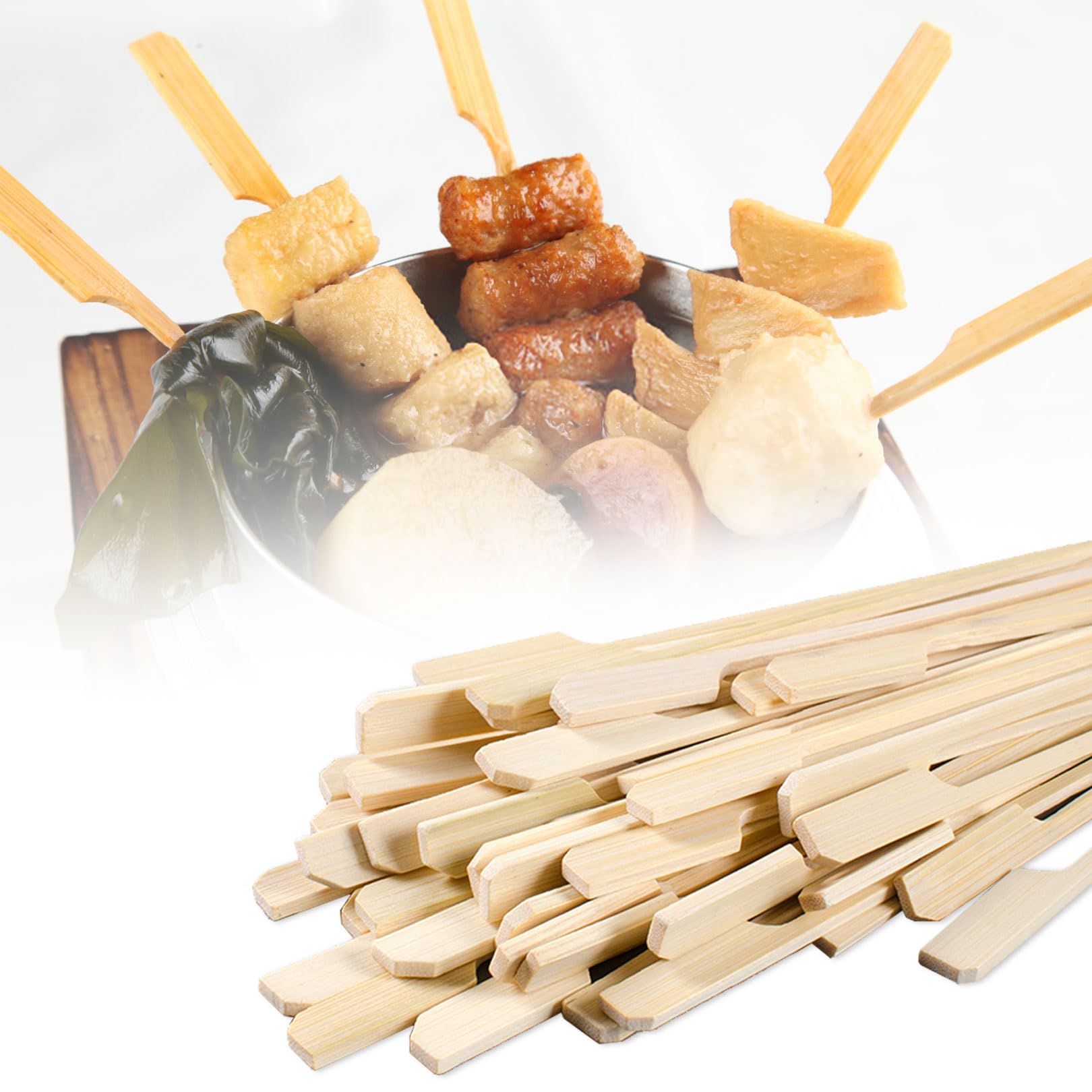 100 Pcs Wooden Skewers for Kebabs,Eco-Friendly Kebab Sticks Wooden,Wooden Burger Skewers for Kebabs,Mini Bamboo Skewers,Barbecue Skewer Sticks for Cocktails Buffets Sandwich Marshmallow(12cm) - Image 4