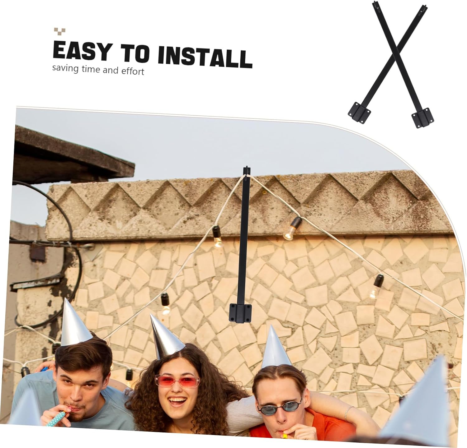 OSALADI 1set Light Poles for Outdoor String Lights of Metal Hangers for Patios Gardens and Events Assembly and Height
