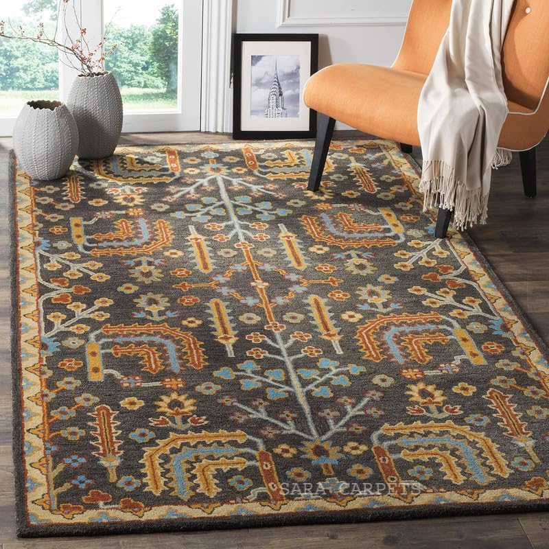 Image of Modern Abstract Hand Tufted Wool Floor Carpet for Home decore Living Room|Home and Bedroom & Hall 3x5 feet (90 x 150cm) Multi H7