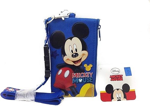 Llavero Disney con portador de identificación y monedero Mickey Azul