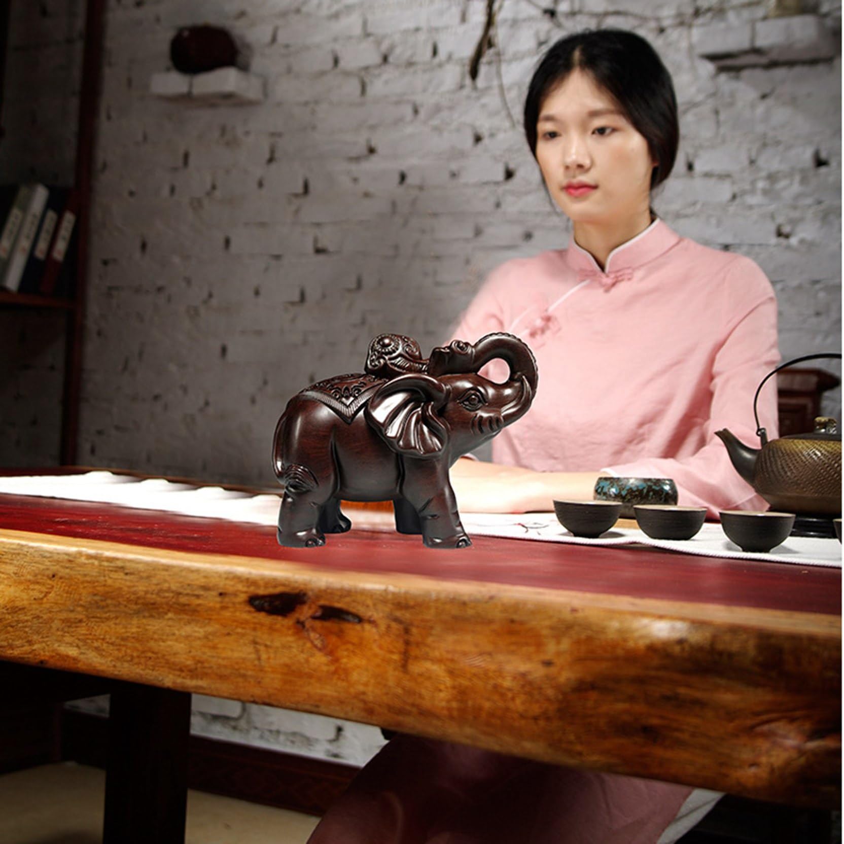 象の置物 木製2体